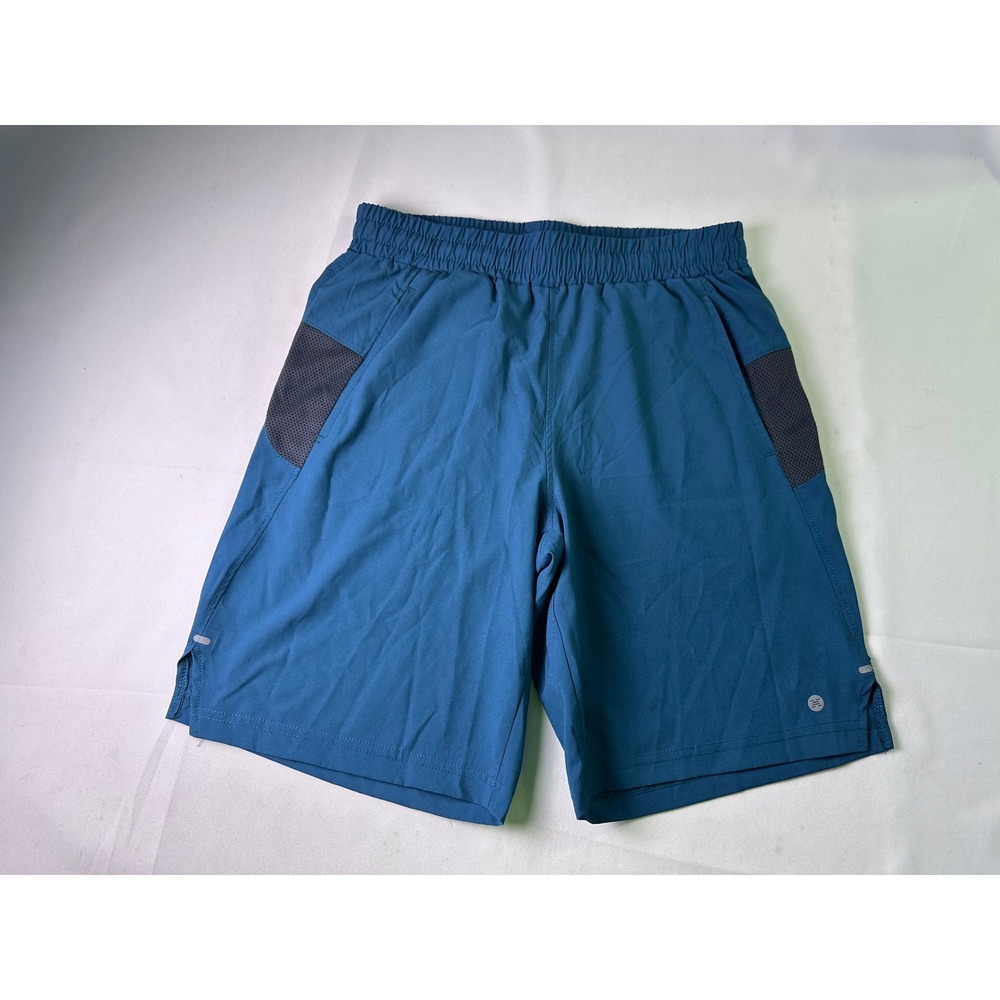 Xersion X-Dri Mens Athletic Training Shorts Blue Mesh Pockets Zipper Back Size M